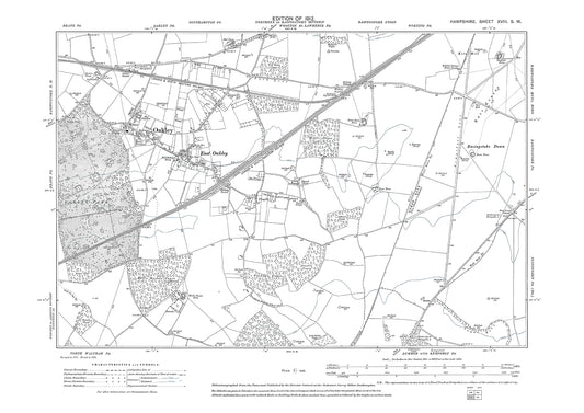 Old OS map dated 1912, showing Oakley, East Oakley in Hampshire - 18SW