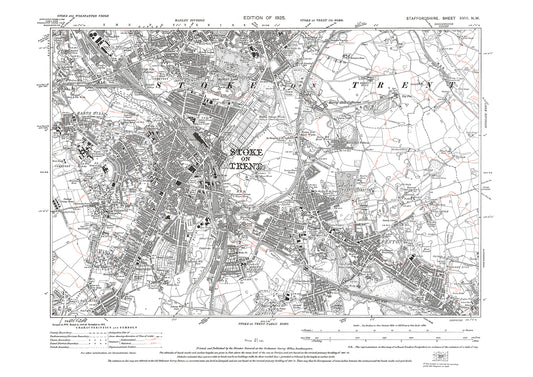 Stoke on Trent, Fenton, old map Staffs 1925: 18NW