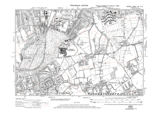 Sutton (south), Belmont, Banstead (north) old map Surrey 1938: 19NE