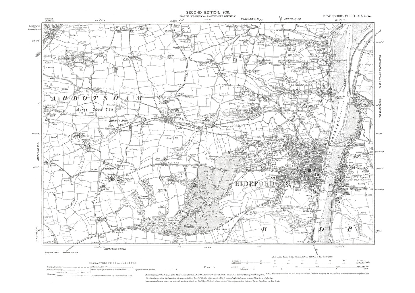 Bideford, Old Map Devon 1906: 19NW