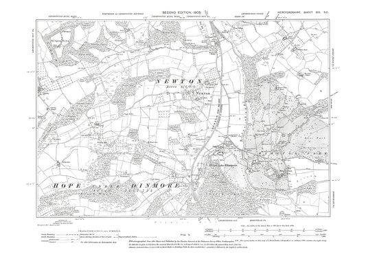 Old OS map dated 1905, showing Hope under Dinmore in Herefordshire - 19SE