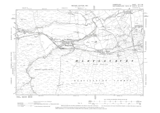 Old OS map dated 1901, showing Midgeholme, Haltonlea Gate in Cumberland - 19SW