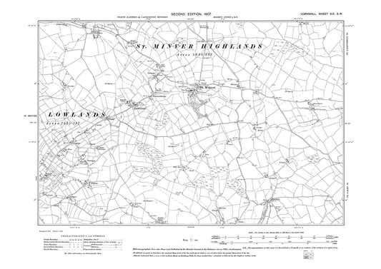 St Minver, Tredrizzick, Stoptide (east), old map Cornwall 1907: 19SW