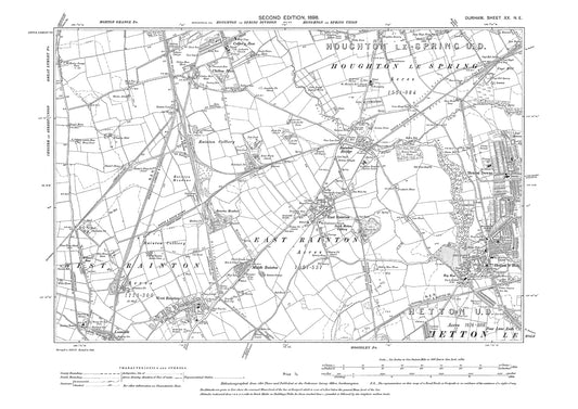 Old OS map dated 1898, showing Rainton, Hetton le Hole and Hetton Downs in Durham - 20NE