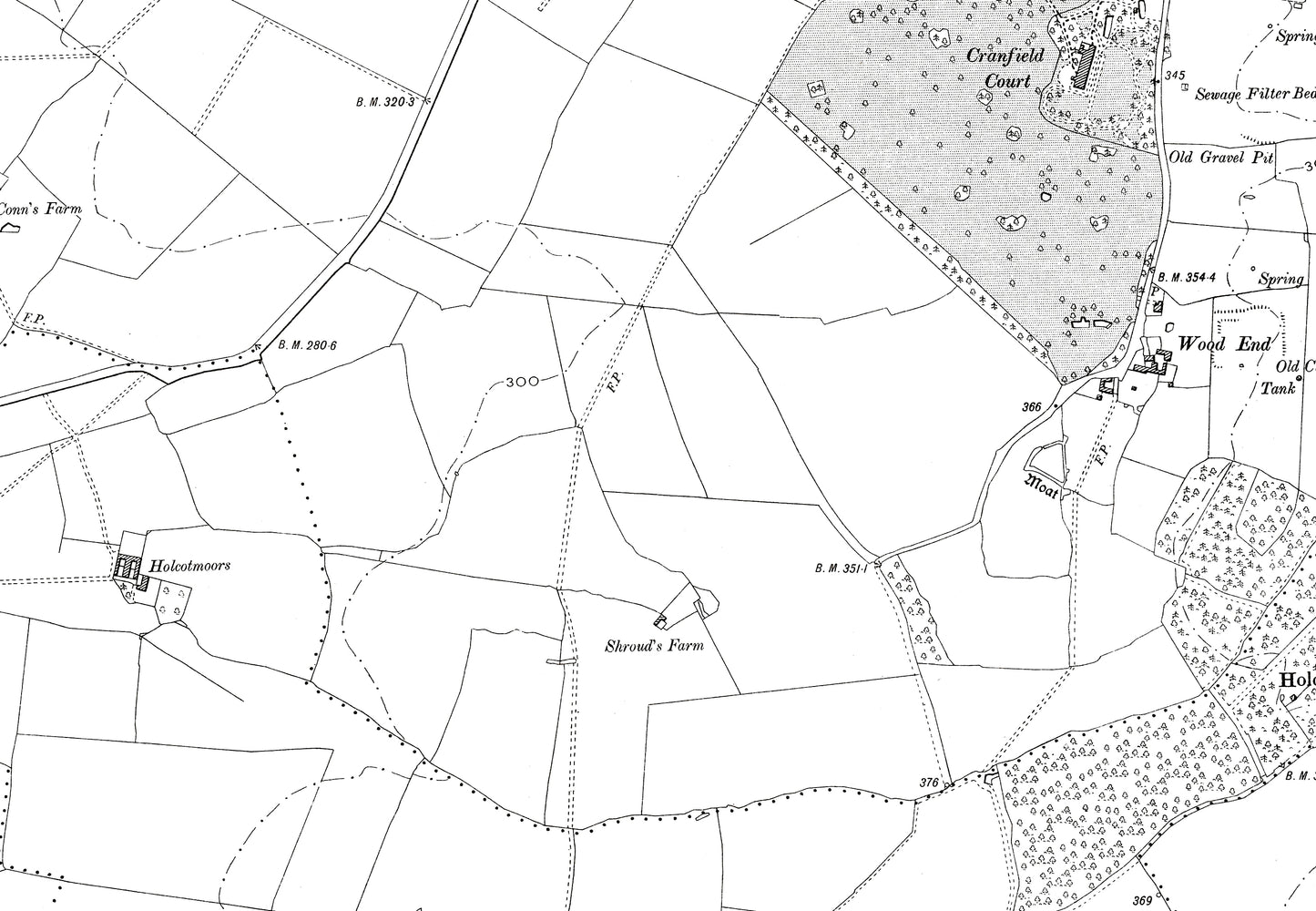 A 1902 map showing Cranfield (south) and Salford (north) in Bedfordshire - A Digital Download 0f OS 1:10560 scale map, Beds 20NE