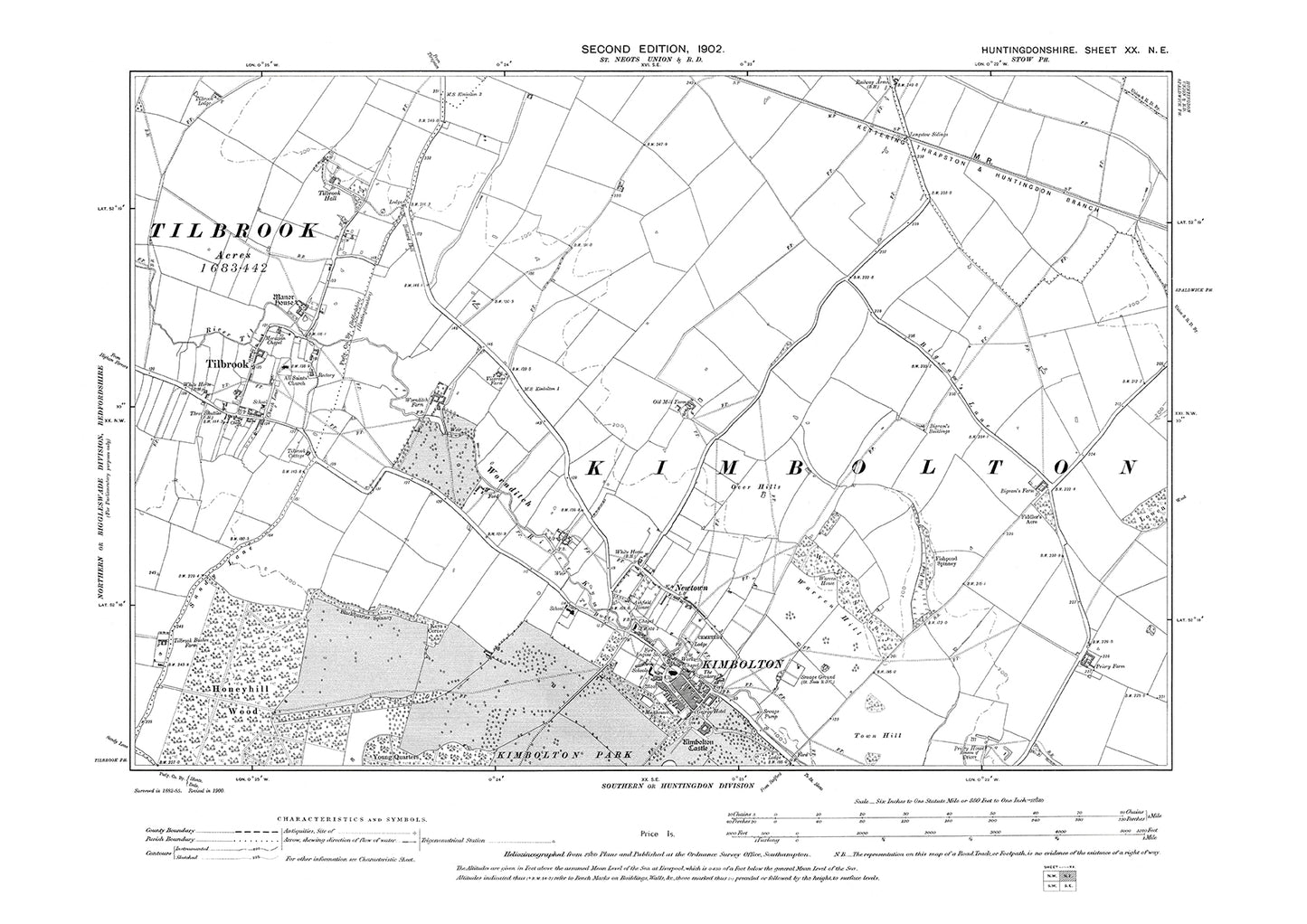 Tilbrook, Kimbolton - Huntingdonshire in 1902 : 20NE