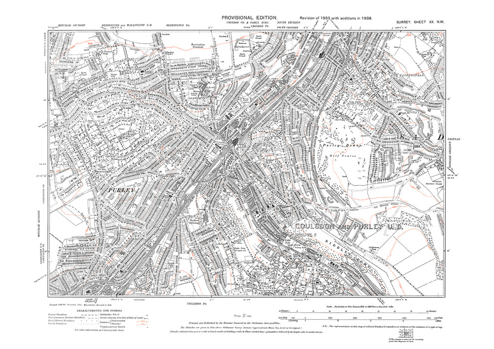 Purleyon Map Purley, Sanderstead (west) old map Surrey 1938: 20NW – Old Map Downloads