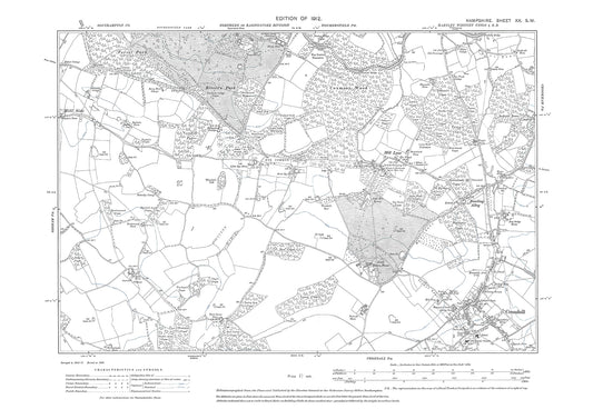 Old OS map dated 1912, showing Crondall in Hampshire - 20SW