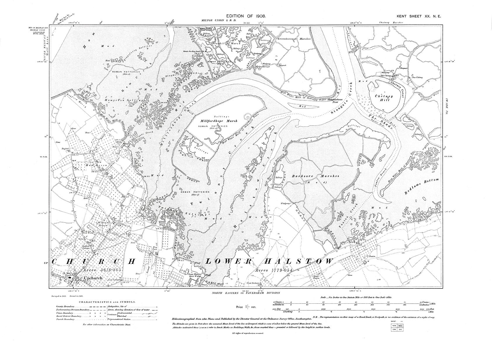 Upchurch, old map Kent 1908: 20NE – Old Map Downloads