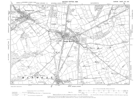 Old OS map dated 1898, showing South Hetton, Haswell and Easington Lane in Durham - 21SW