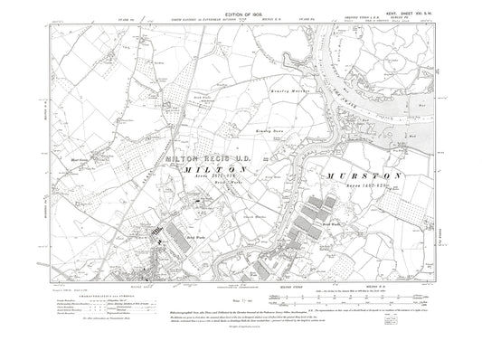 Milton, Murston, old map Kent 1909: 21SW
