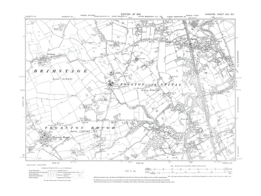 Old OS map dated 1913, showing Thornton Hough, Raby (north) in Cheshire 22NE