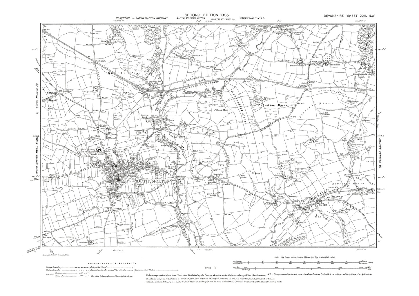 South Molton, Old Map Devon 1905: 22NW