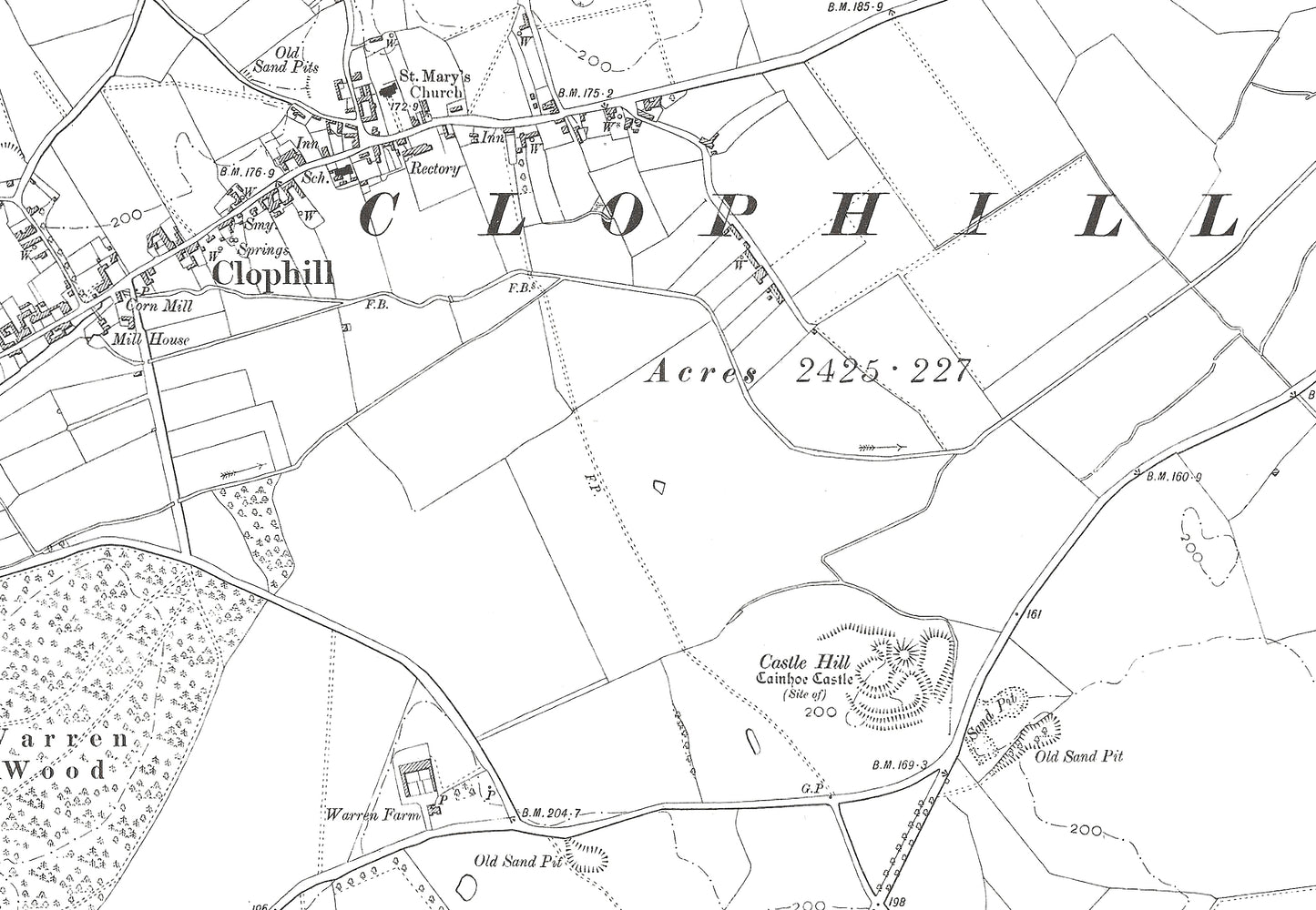 A 1902 map showing Clophill in Bedfordshire - A Digital Download 0f OS 1:10560 scale map, Beds 22SW