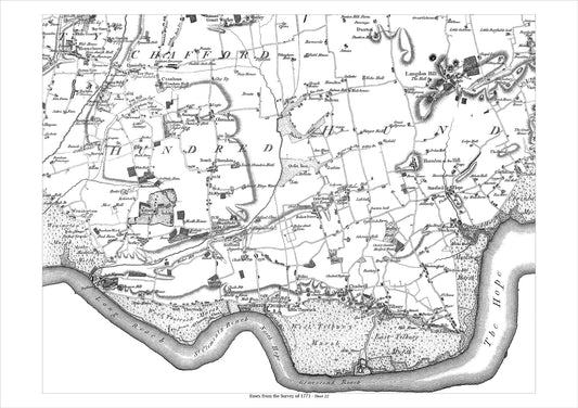 Thurrock, Horndon, Stanford, Hornchurch, Okendon, Purfleet, old map Essex 1777