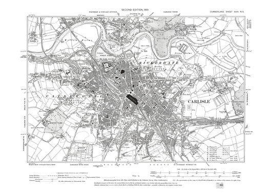 Old OS map dated 1901, showing Carlisle in Cumberland - 23NE