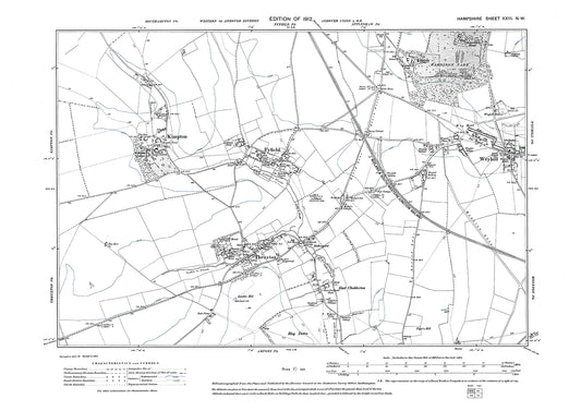 Old OS map dated 1912, showing Weyhill, Fyfield, Thruxton, Kimpton in Hampshire - 23NW