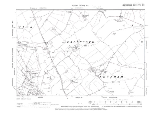 Astwick (east), Stotfold (north), old map Bedfordshire 1901: 23SE