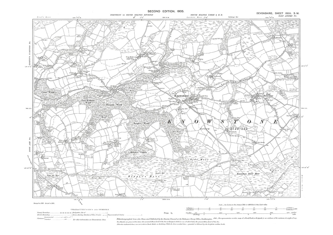 Knowstone, East Knowstone, Old Map Devon 1905: 23SW – Old Map Downloads