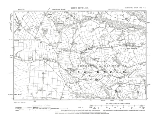 Old OS map dated 1899, showing Old Brampton, Wadshelf in Derbyshire 24NE