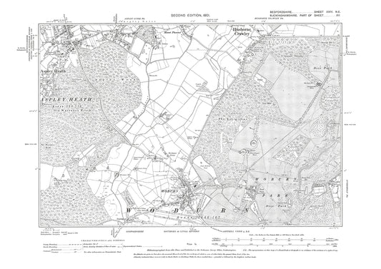 Woburn, Park (north), Aspley Heath (east), old map Bedfordshire 1901: 24NE