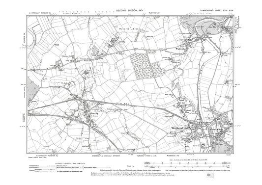 Old OS map dated 1901, showing Wetheral, Warwick, Scotby in Cumberland - 24NW