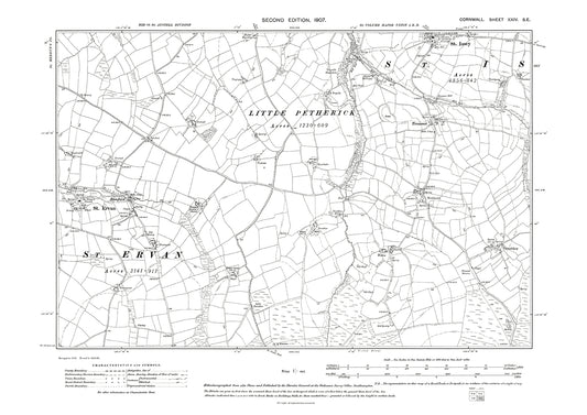 St Ervan, St Issey (south), Trenance, old map Cornwall 1907: 24SE