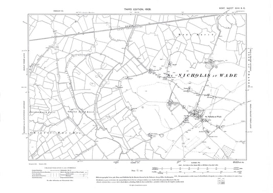 St Nicholas at Wade, old map Kent 1908: 24SE