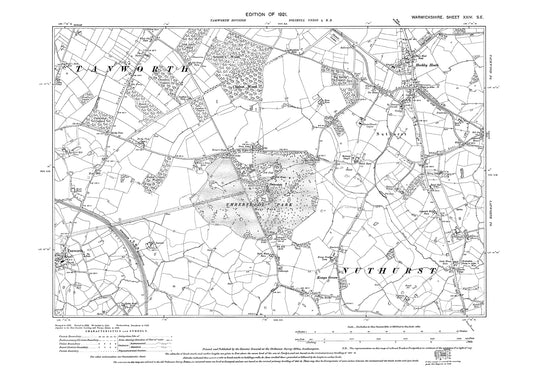 Hockley Heath, Nuthurst, Tanworth, old map Warwickshire 1921: 24SE