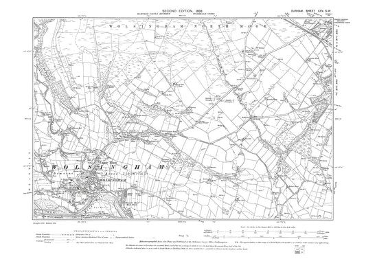 Old OS map dated 1898, showing Wolsingham in Durham - 25SW