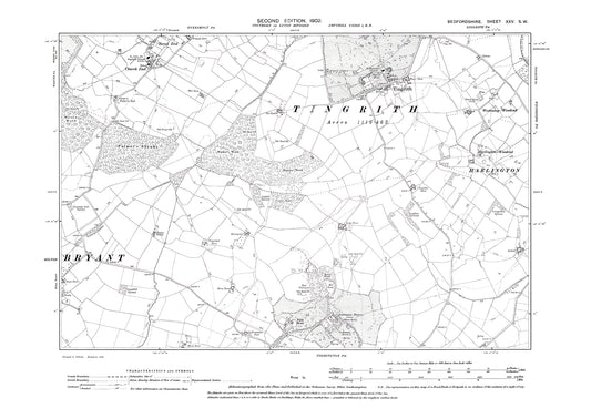 Tingrith, Toddington (north), Eversholt (south), old map Bedfordshire 1902: 25SW