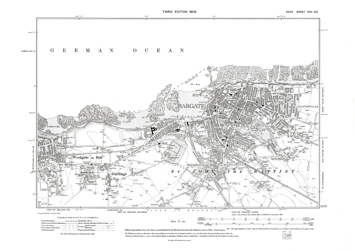 Garlinge Map Margate, Westgate on Sea, Garlinge, old map Kent 1908: 25NE – Old Map ...