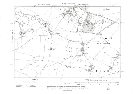Birchington (south), Acol, Quex Park, old map Kent 1908: 25SW