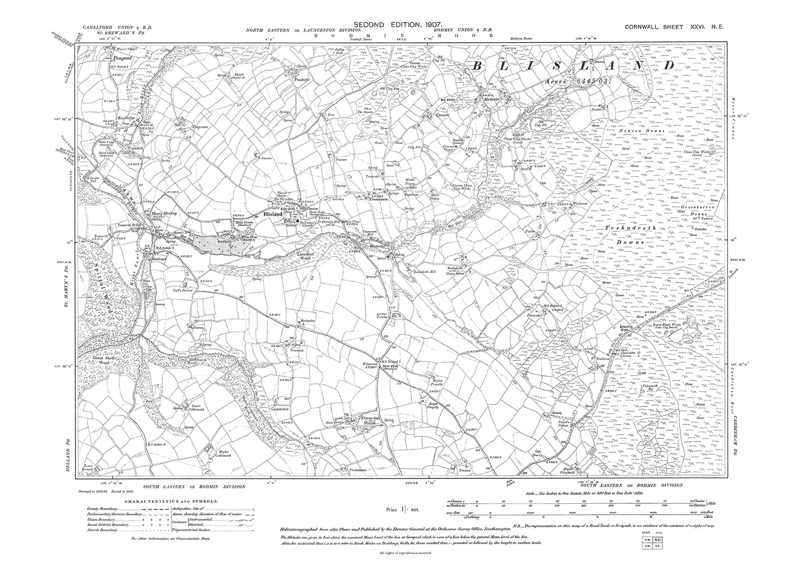 Blisland, old map Cornwall 1907: 26NE – Old Map Downloads