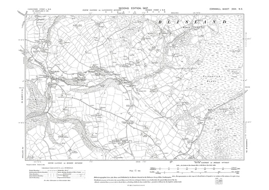 Blisland, old map Cornwall 1907: 26NE