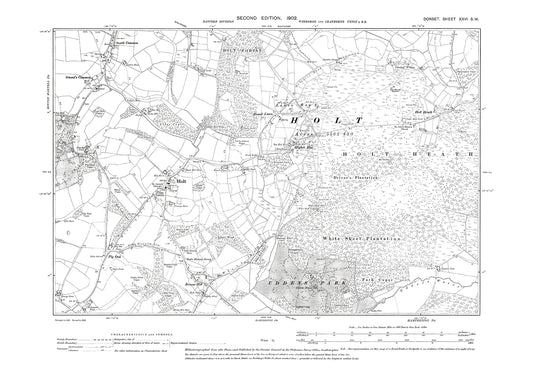 Old OS map dated 1902, showing Holt in Dorset - 26SW