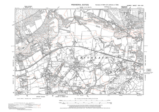 Bucklands, Betchworth (north), Reigate (west) old map Surrey 1938: 26SW