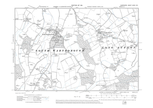 Old OS map dated 1911, showing South Warnborough, Long Sutton in Hampshire - 27NE