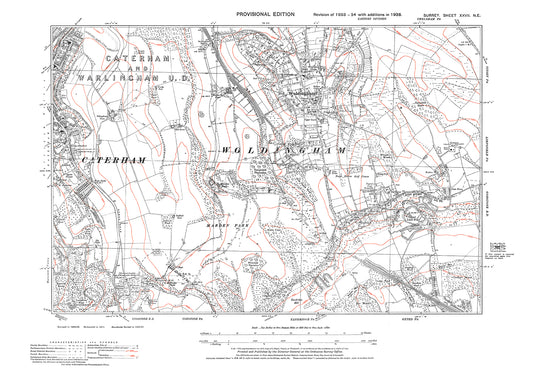 Woldingham, Caterham (east) old map Surrey 1938: 27NE