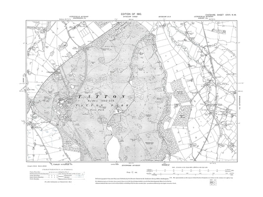 Old OS map dated 1910, showing Tatton Park in Cheshire 27NW