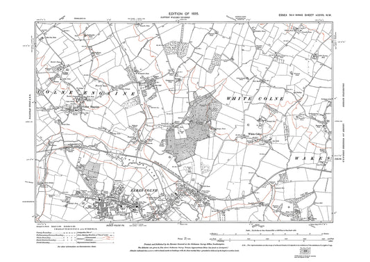 Old OS map dated 1925, showing Colne Engaine, Earls Colne and White Colne in Essex - 27NW