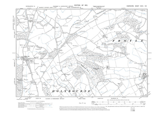 Old OS map dated 1911, showing Froyle (west), Golden Pot in Hampshire - 27SE