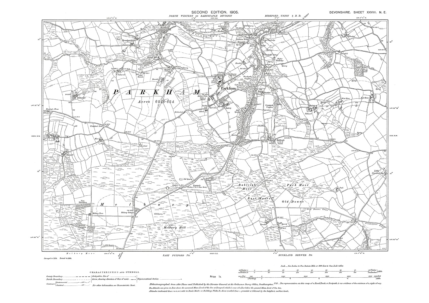 Parkham, Old Map Devon 1905: 28NE – Old Map Downloads