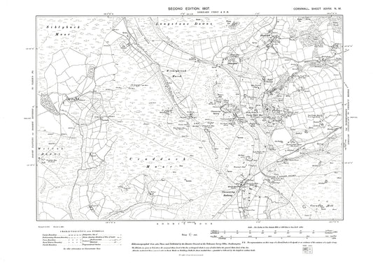 Henwood, Darleyford, Cheesewring, Sharptor, old map Cornwall 1907: 28NW