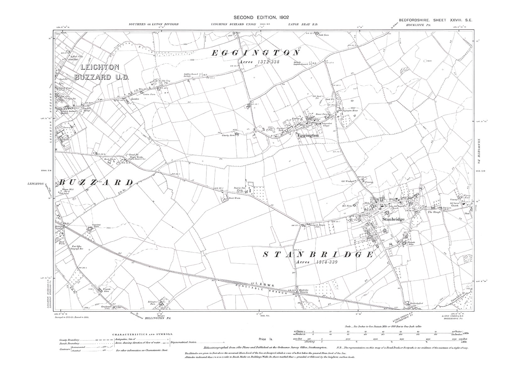 Leighton Buzzard (east), Eggington, Stanbridge, Old Map Beds 1902: 28s 