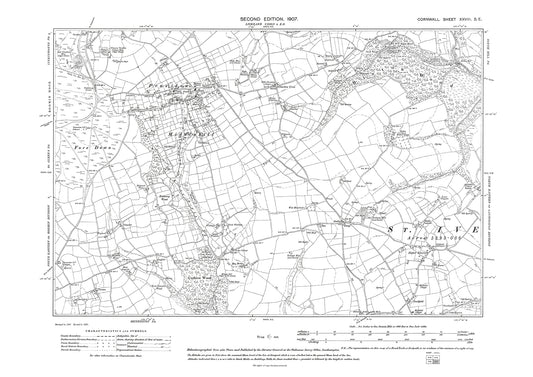 Pensilva, Middlehill, old map Cornwall 1907: 28SE