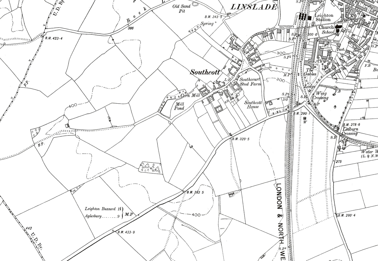 A 1902 map showing Leighton Buzzard in Bedfordshire, plus Linslade, Bucks - A Digital Download 0f OS 1:10560 scale map, Beds 28SW