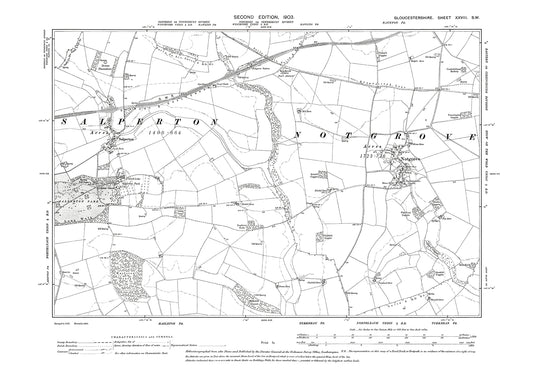 Old OS map dated 1903, showing Salperton, Notgrove in Gloucestershire - 28SW