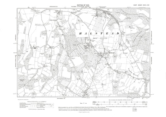 Halsted, old map Kent 1908: 28NE