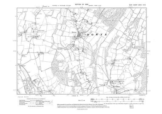 Downe, Cudham, old map Kent 1909: 28NW